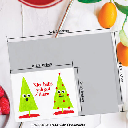 Trees with Ornaments, Greeting Card (7548N), Enclosure Card, www.printedcanvas.com