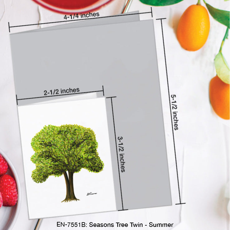 Seasons Tree Twin, Greeting Card (7551B), Enclosure Card, www.printedcanvas.com
