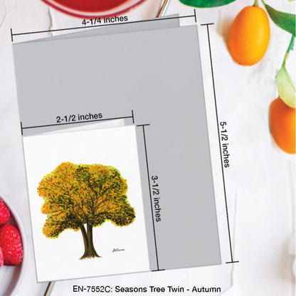 Seasons Tree Twin, Greeting Card (7552C), Enclosure Card, www.printedcanvas.com