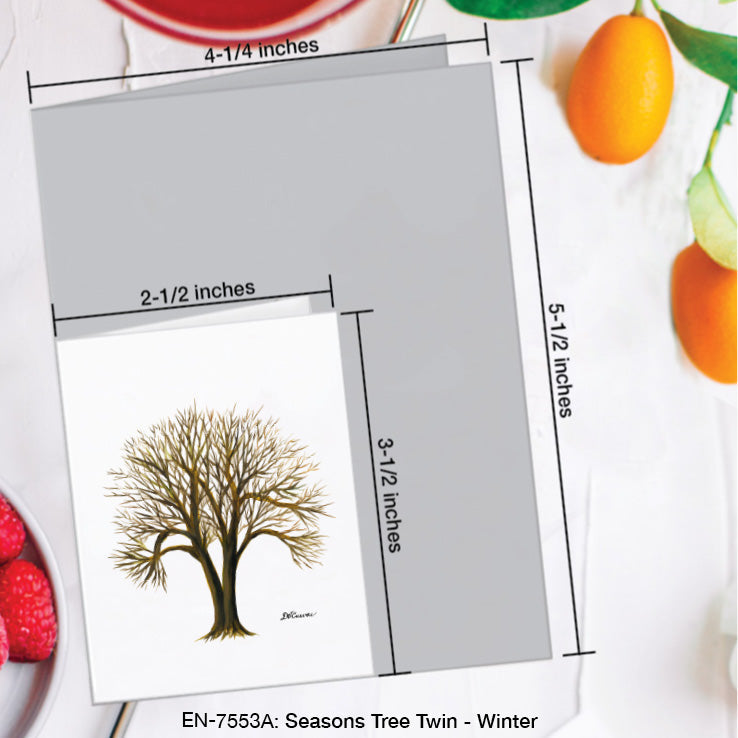 Seasons Tree Twin, Greeting Card (7553A), Enclosure Card, www.printedcanvas.com