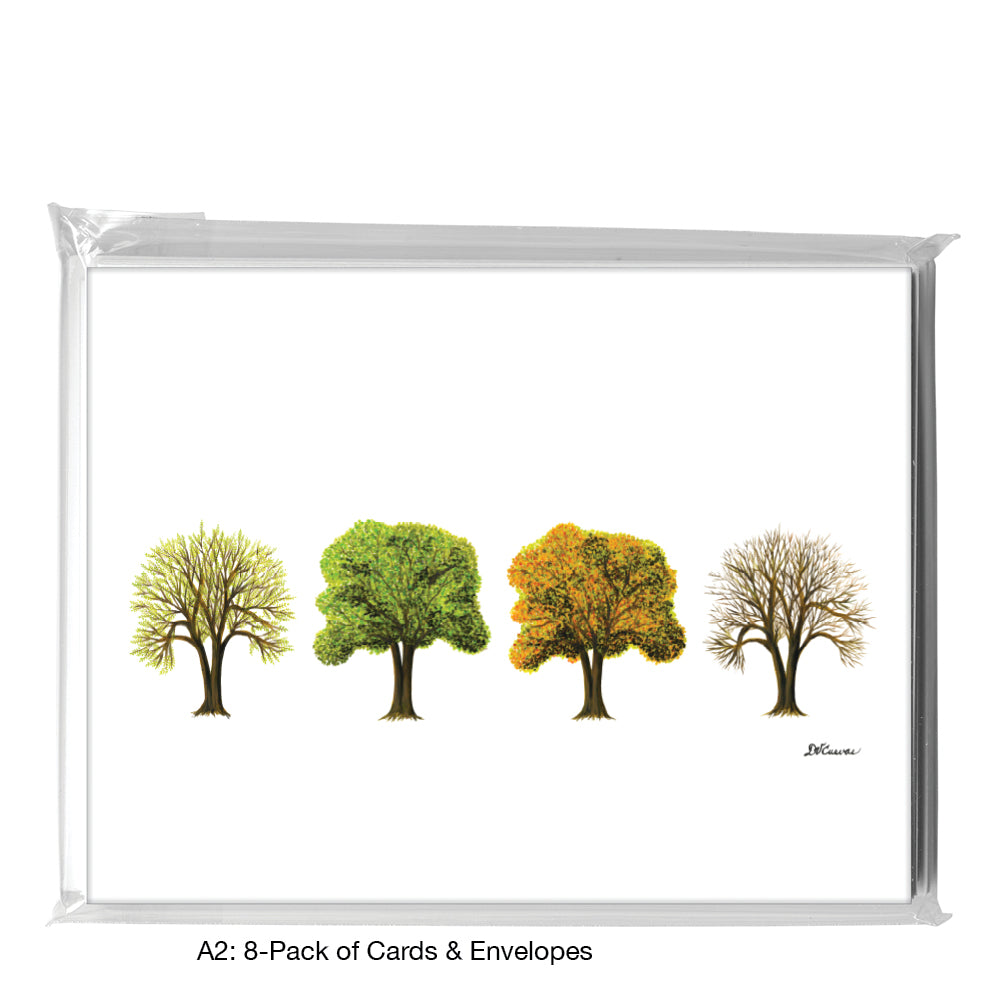 Seasons Tree Twin, Greeting Card (7562), A2 8-Pack, printedcanvas.com