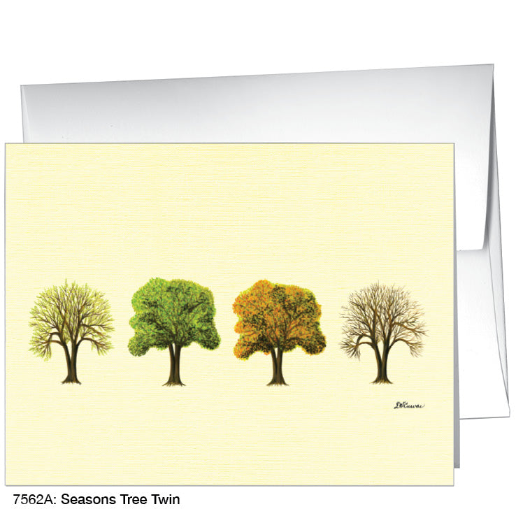 Seasons Tree Twin, Greeting Card (7562A), Front, www.printedcanvas.com