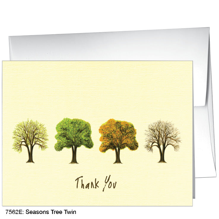 Seasons Tree Twin, Greeting Card (7562E), A2 Card Front, www.printedcanvas.com