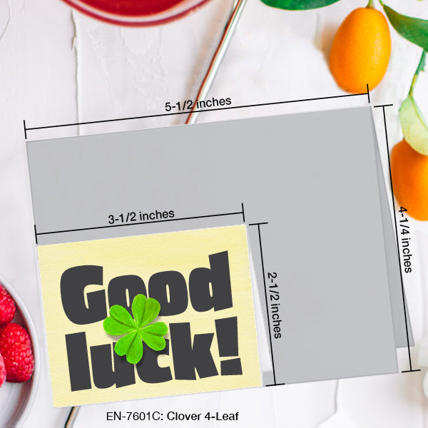 Clover 4-Leaf, Greeting Card (7601C), Enclosure, www.printedcanvas.com