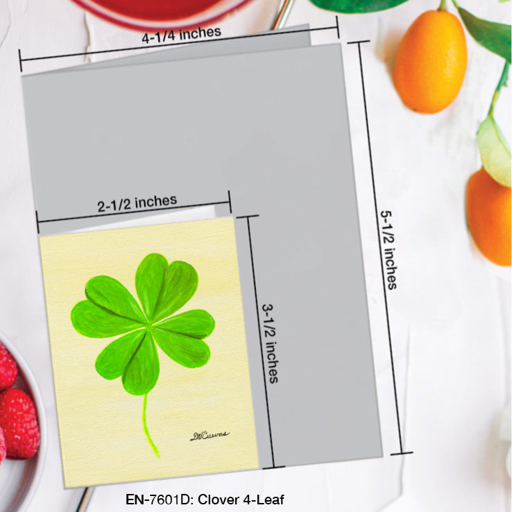 Clover 4-Leaf, Greeting Card (7601D), Enclosure Card, www.printedcanvas.com