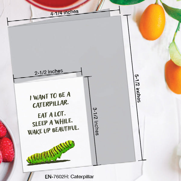 Caterpillar, Greeting Card (7602H), Enclosure, www.printedcanvas.com