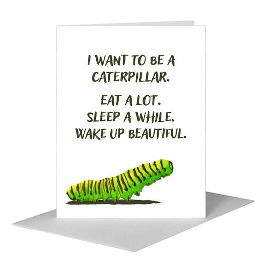 Caterpillar, Greeting Card (#7602H) A2 Card Front, www.printedcanvas.com