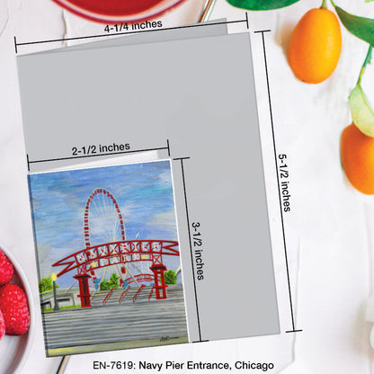 Navy Pier Entrance, Chicago, Greeting Card (7619A), Enclosure, www.printedcanvas.com