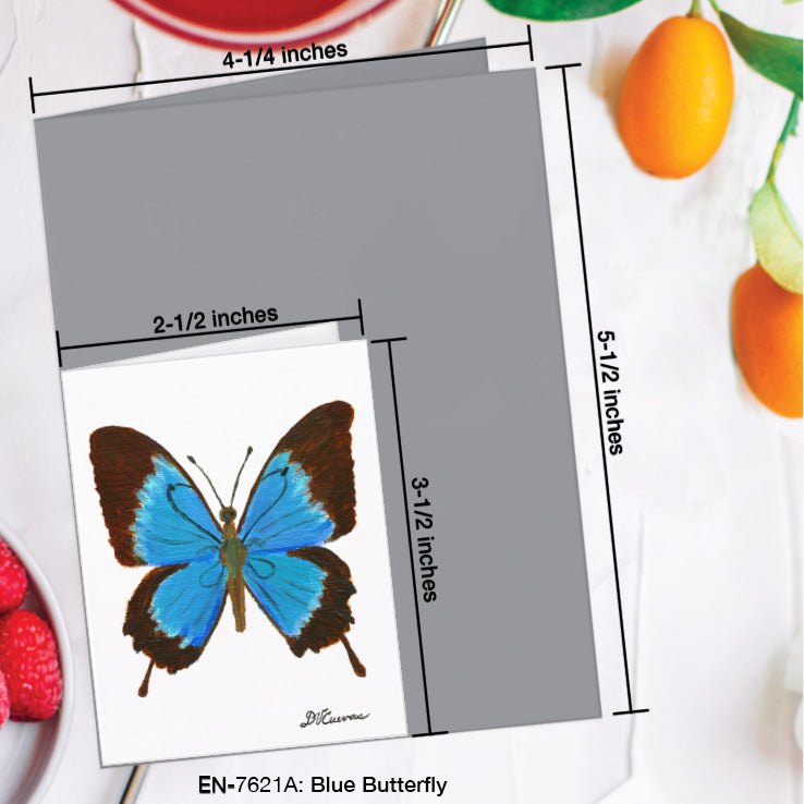 Blue Butterfly, Greeting Card (7621A), Enclosure Card, www.printedcanvas.com