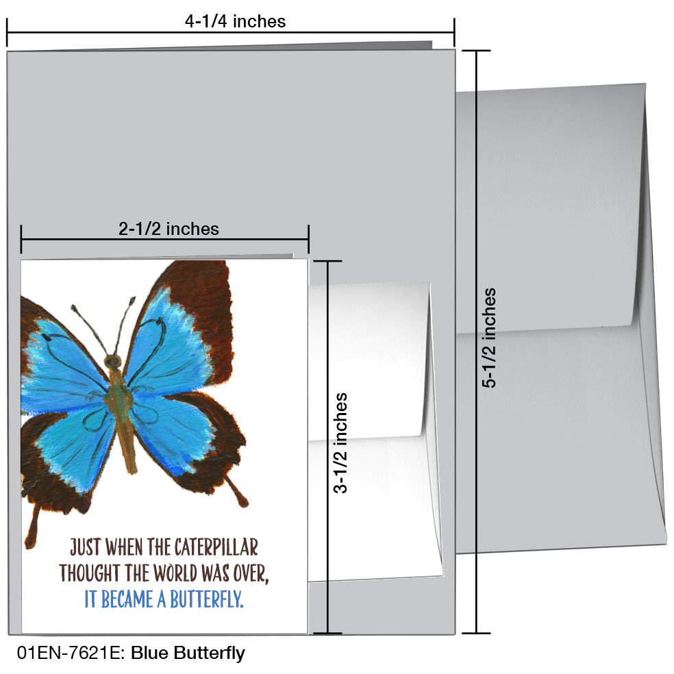 Blue Butterfly, Greeting Card (7621E), Enclosure, printedcanvas.com