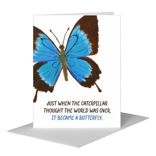 Blue Butterfly, Greeting Card (#7621E) A2 Card Front, www.printedcanvas.com