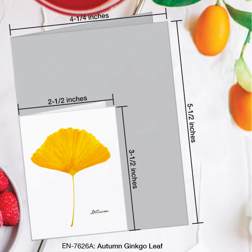 Autumn Ginkgo Leaf, Greeting Card (#7626A), Enclosure Card, www.printedcanvas.com