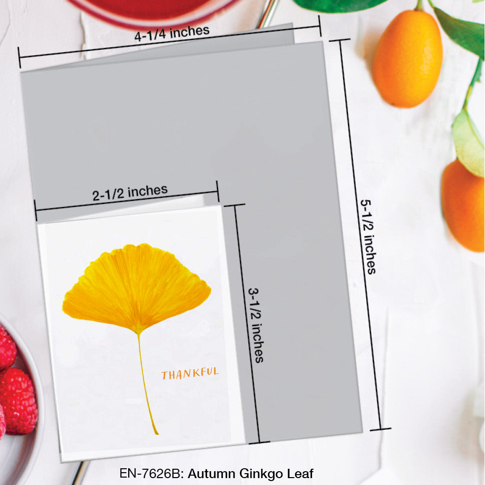 Autumn Ginkgo Leaf, Greeting Card (#7626B), Enclosure Card, www.printedcanvas.com