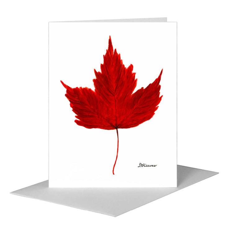 Brilliant Scarlet Leaf, Greeting Card (#7629A) A2 Card Front, www.printedcanvas.com