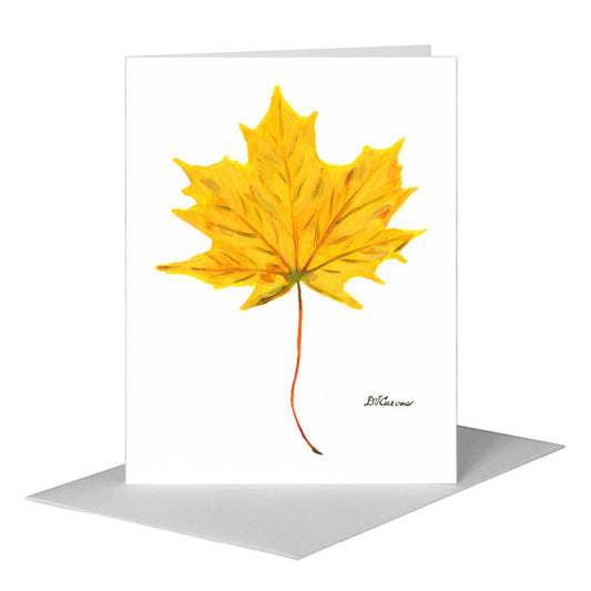 Glowing Yellow Leaf, Greeting Card (#7631A) A2 Card Front, www.printedcanvas.com