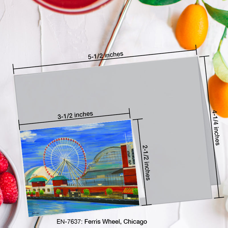 Ferris Wheel, Chicago, Greeting Card (7637A), Enclosure Card, www.printedcanvas.com