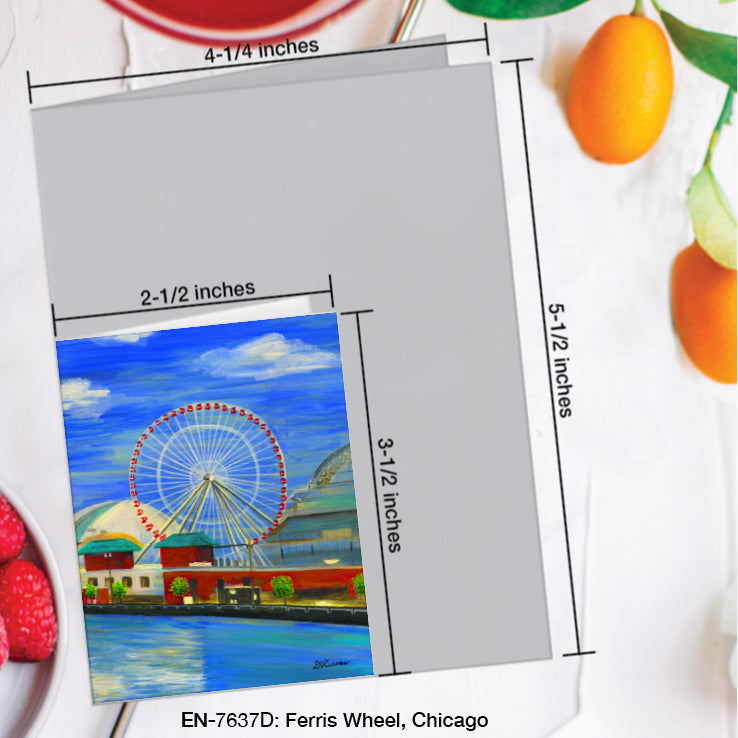 Ferris Wheel, Chicago, Greeting Card (7637D), Enclosure Card, www.printedcanvas.com
