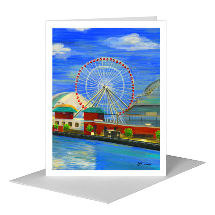 Ferris Wheel, Chicago, Greeting Card (#7637D) A2 Card Front, www.printedcanvas.com
