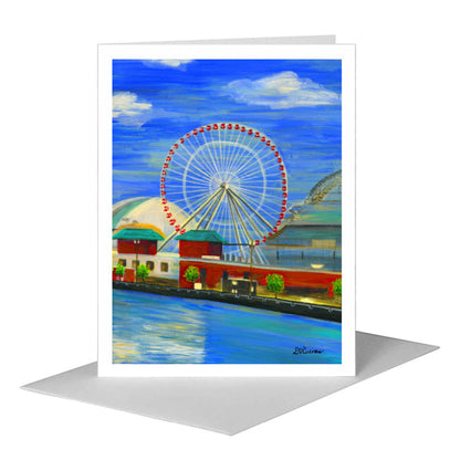 Ferris Wheel, Chicago, Greeting Card (#7637D) A2 Card Front, www.printedcanvas.com