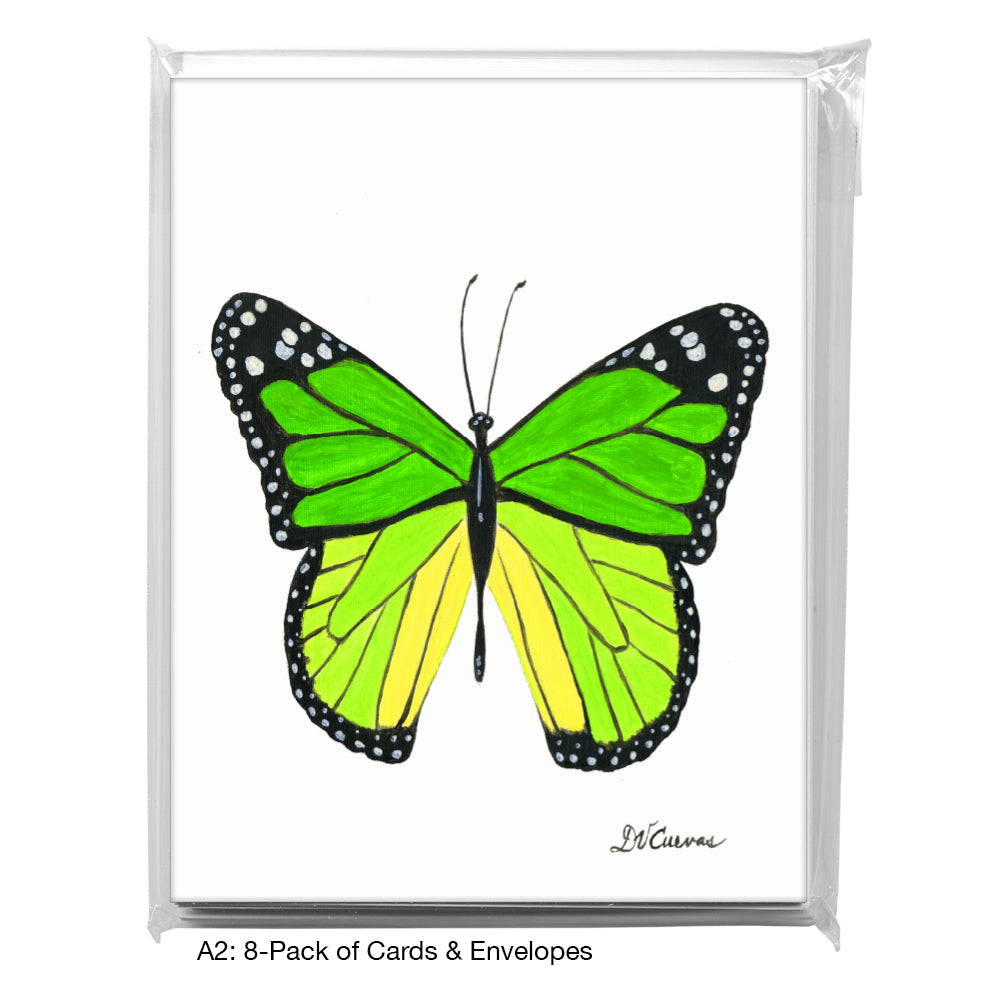 Green Butterfly, Greeting Card (7638), A2 8-Pack, printedcanvas.com