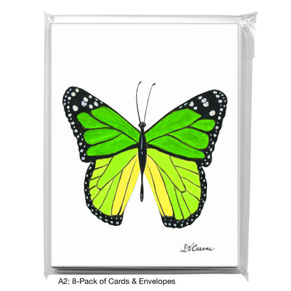Green Butterfly, Greeting Card (7638), A2 8-Pack, printedcanvas.com