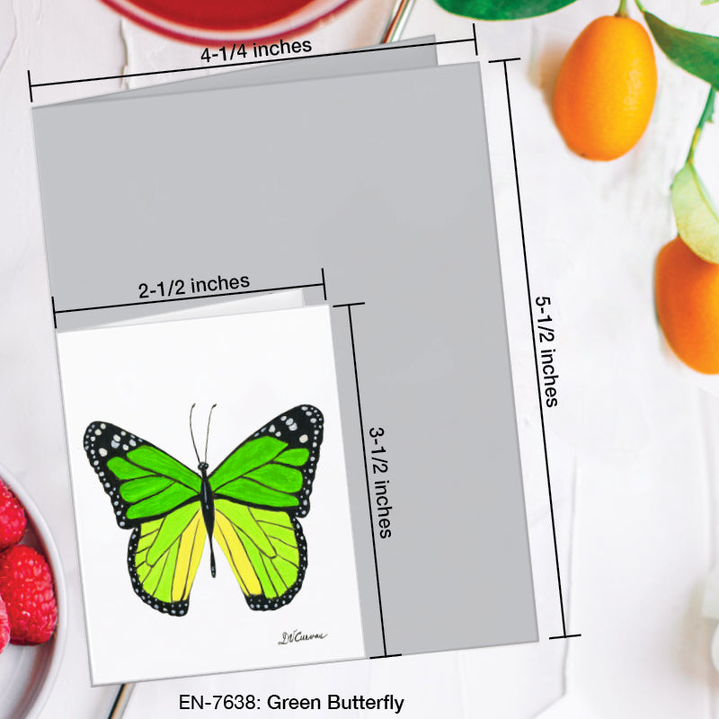 Green Butterfly, Greeting Card (7638A), Enclosure Card, www.printedcanvas.com