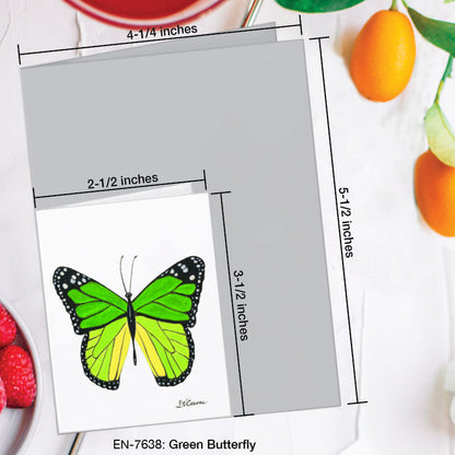 Green Butterfly, Greeting Card (7638A), Enclosure Card, www.printedcanvas.com