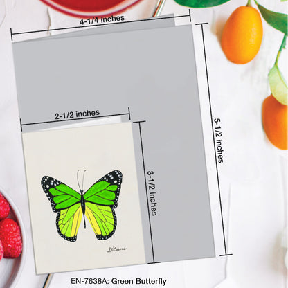 Green Butterfly, Greeting Card (#7638A)