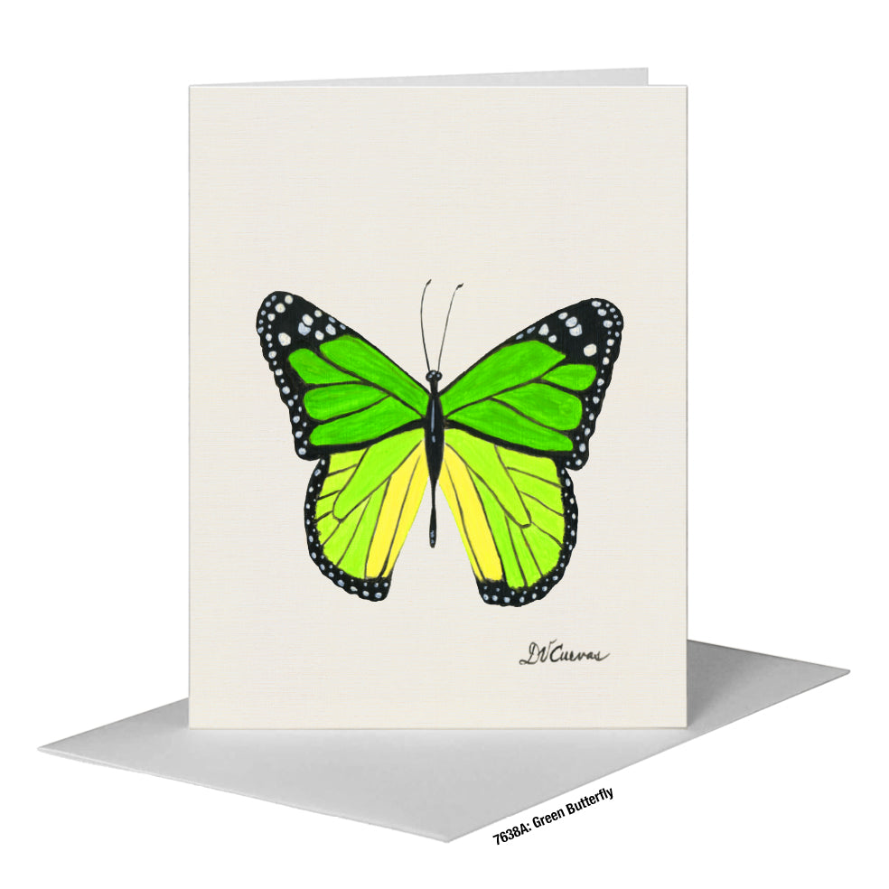 Green Butterfly, Greeting Card (#7638A)