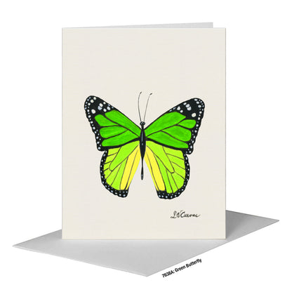 Green Butterfly, Greeting Card (#7638A)