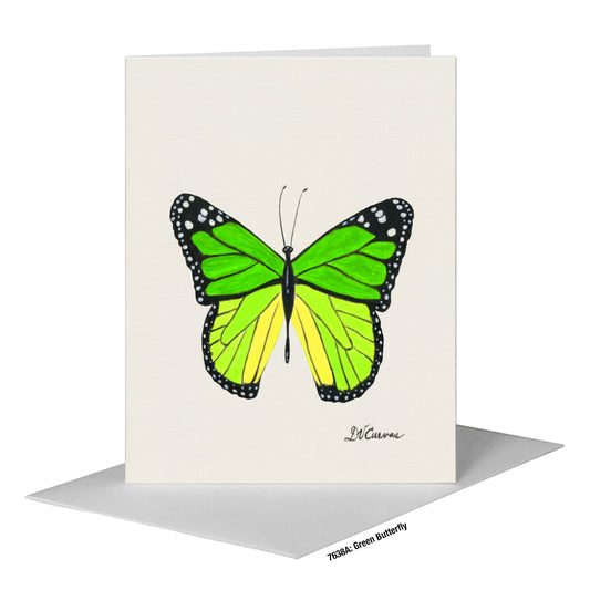 Green Butterfly, Greeting Card (#7638A)