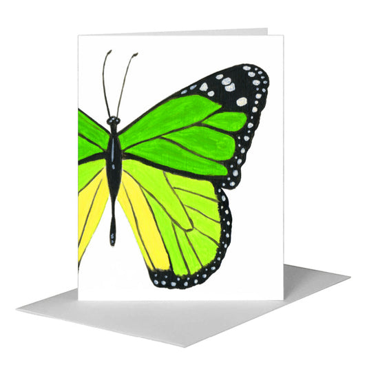 Green Butterfly, Greeting Card (#7638H) A2 Card Front, www.printedcanvas.com