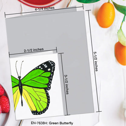 Green Butterfly, Greeting Card (7638H), Enclosure Card, www.printedcanvas.com
