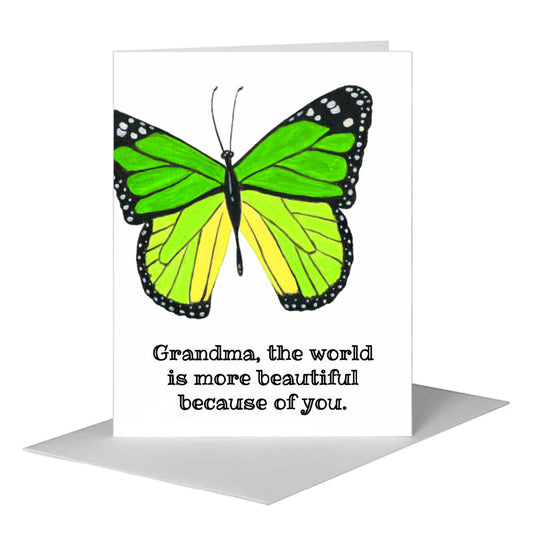 Green Butterfly, Greeting Card (#7638K) A2 Card Front, www.printedcanvas.com