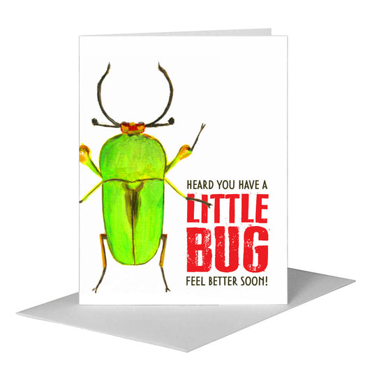 Green Beetle, Greeting Card (#7643E) A2 Card Front, www.printedcanvas.com