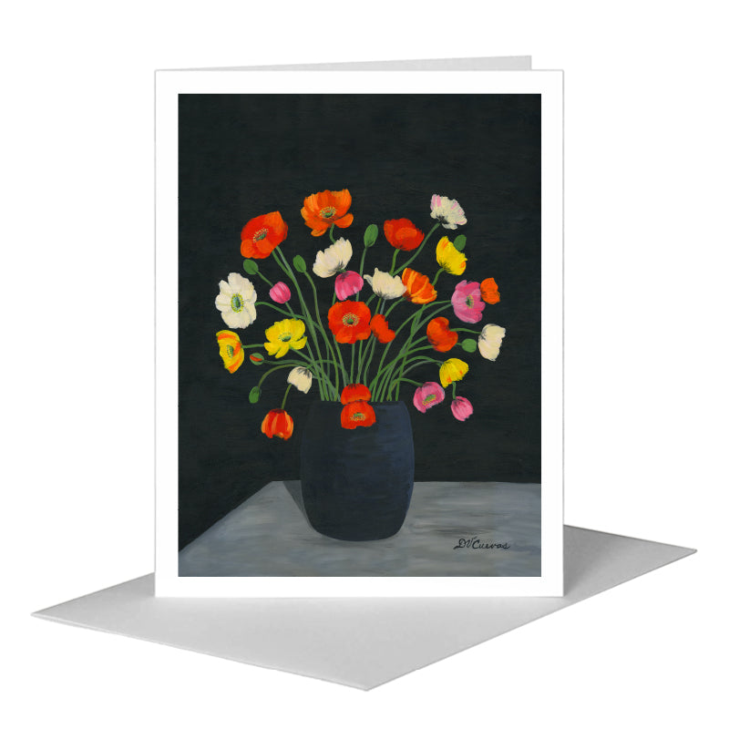 Poppies in Vase, Greeting Card (#7644A), A2 Card Front, www.printedcanvas.com