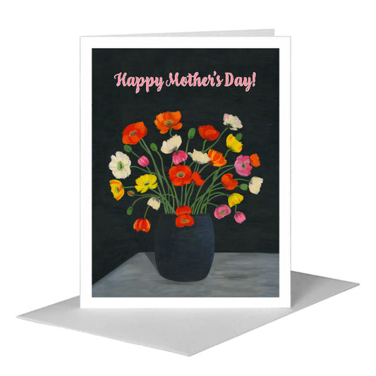 Poppies in Vase, Greeting Card (#7644C) A2 Card Front, www.printedcanvas.com