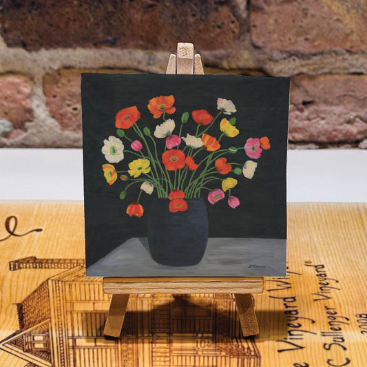 Poppies in Vase, Mini Artwork (MA-7644D)