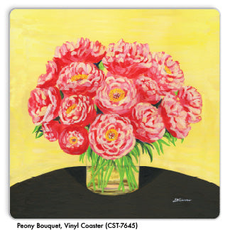 Peony Bouquet, Vinyl Coaster (CST-7645) - Printed Canvas