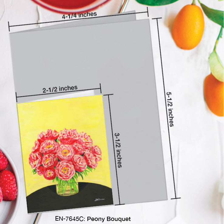 Peony Bouquet, Greeting Card (7645C), Enclosure Card, www.printedcanvas.com