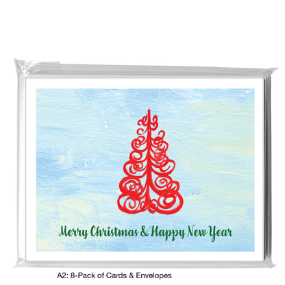 Twirly Tree In Red, Greeting Card (7649A)