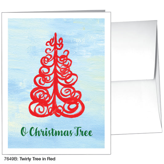 Twirly Tree In Red, Greeting Card (7649B)