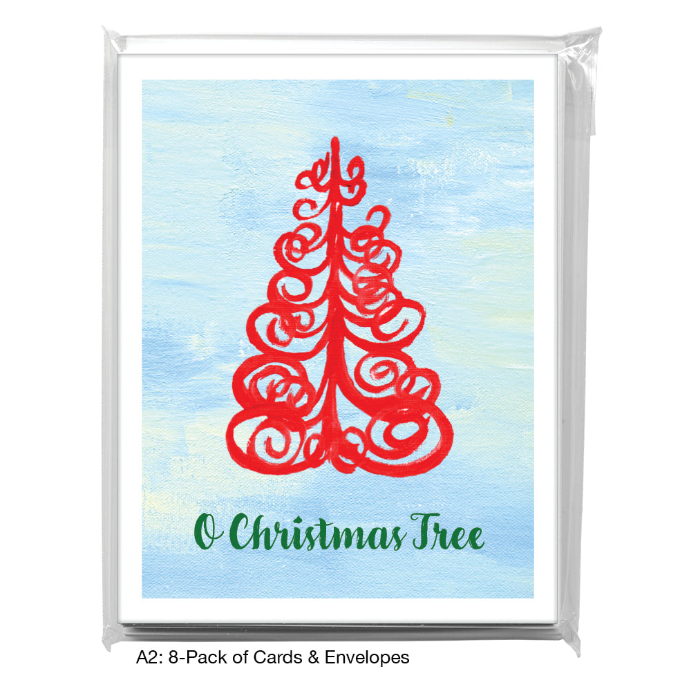 Twirly Tree In Red, Greeting Card (7649B)