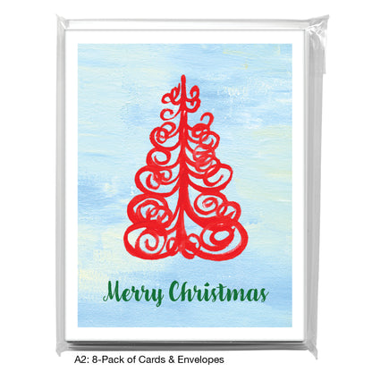 Twirly Tree In Red, Greeting Card (7649J)