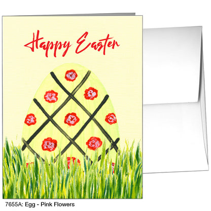 Egg - Pink Flowers, Greeting Card (7655A)