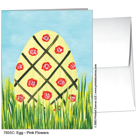 Egg - Pink Flowers, Greeting Card (#7655C)