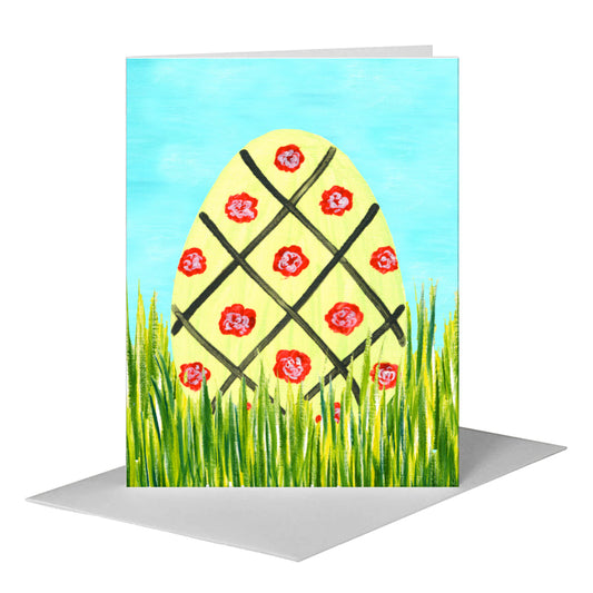 Egg - Pink Flowers, Greeting Card (#7655C) A2 Card Front, www.printedcanvas.com