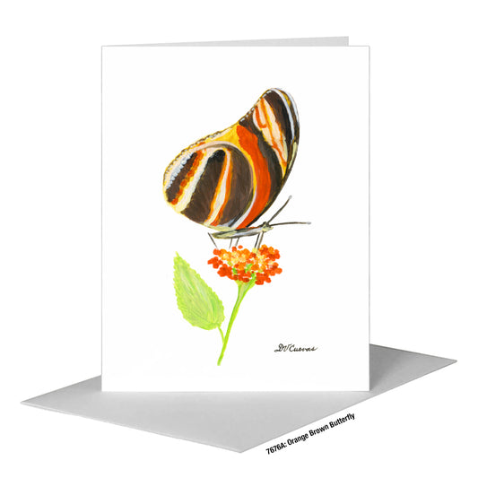 Orange Brown Butterfly, Greeting Card (#7676A), A2 Card Front, www.printedcanvas.com