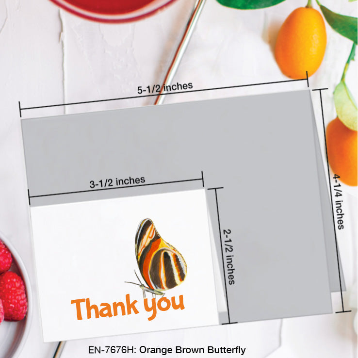 Orange Brown Butterfly, Greeting Card (7676H), Enclosure Card, www.printedcanvas.com