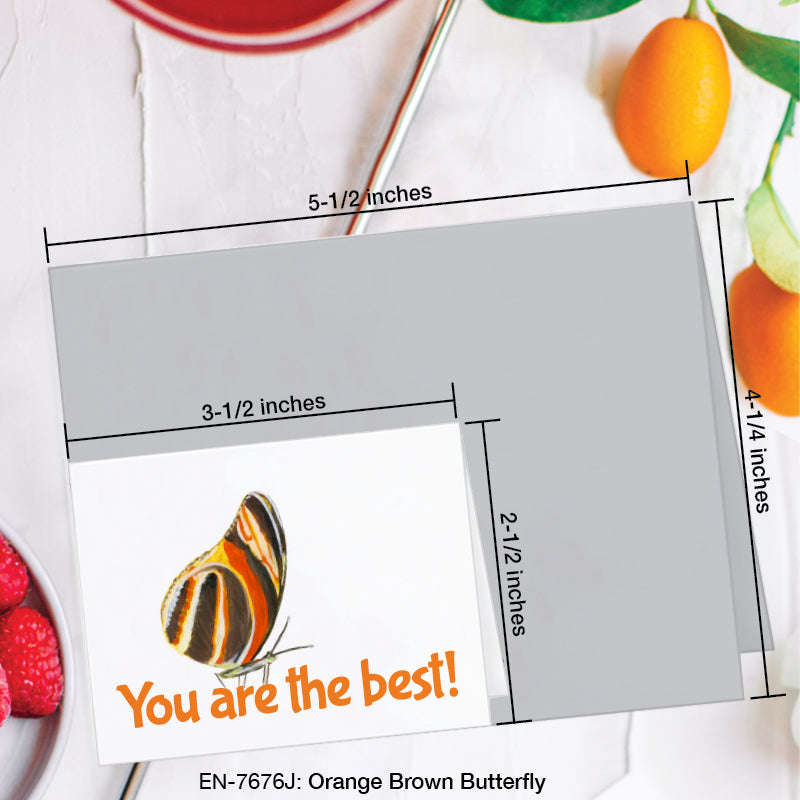 Orange Brown Butterfly, Greeting Card (7676J), Enclosure Card, www.printedcanvas.com